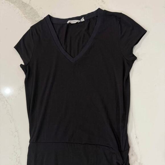Athleta Topanga V-Neck Midi T-Shirt Dress Women's Size Small Black Ruched Sides - Picture 3 of 6